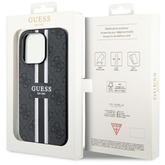 Guess GUHMP14XP4RPSK iPhone 14 Pro Max 6,7&quot; černý/černý pevný obal 4G Printed Stripes MagSafe