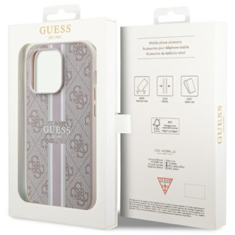 Guess GUHMP14XP4RPSP iPhone 14 Pro Max 6,7&quot; růžový/růžový pevný obal 4G Printed Stripes MagSafe