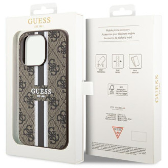 Guess GUHMP14XP4RPSW iPhone 14 Pro Max 6,7&quot; hnědý/hnědý pevný obal 4G Printed Stripes MagSafe