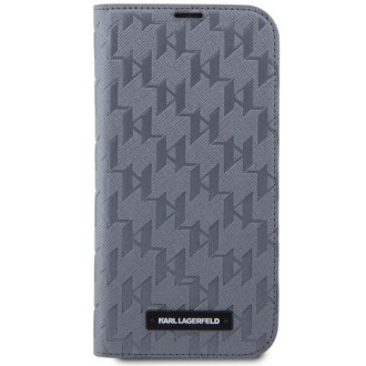 Karl Lagerfeld KLBKP14LSAKLHPG iPhone 14 Pro 6,1&quot; knihovna stříbrná/stříbrná Saffiano Monogram