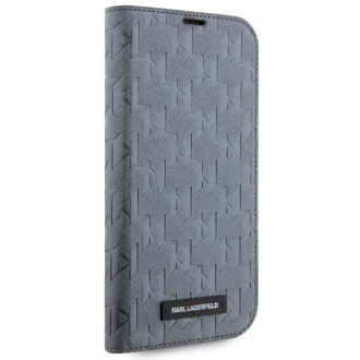 Karl Lagerfeld KLBKP14LSAKLHPG iPhone 14 Pro 6,1&quot; knihovna stříbrná/stříbrná Saffiano Monogram