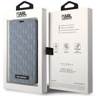 Karl Lagerfeld KLBKP14LSAKLHPG iPhone 14 Pro 6,1&quot; knihovna stříbrná/stříbrná Saffiano Monogram