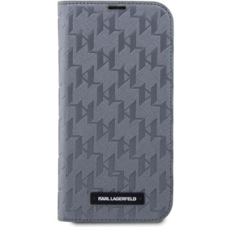 Karl Lagerfeld KLBKP14SSAKLHPG iPhone 14 6,1&quot; knihovna stříbrná/stříbrná Saffiano Monogram