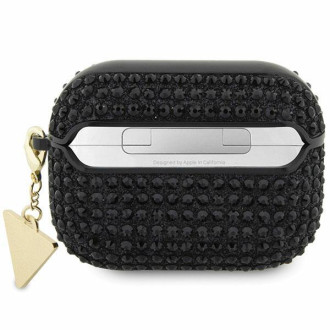 Guess GUAPHDGTPK kryt AirPods Pro black/black Rhinestone Triangle Charm