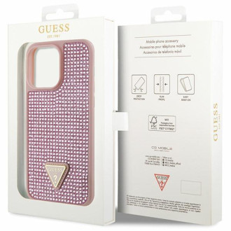 Guess GUHCP14XHDGTPP iPhone 14 Pro Max 6,7&quot; růžový/růžový pevný obal drahokamu Triangle