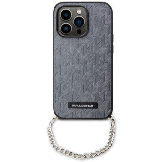 Karl Lagerfeld KLHCP14LSACKLHPG iPhone 14 Pro 6,1&quot; stříbrný/stříbrný pevný obal Saffiano Monogram Chain