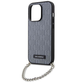 Karl Lagerfeld KLHCP14LSACKLHPG iPhone 14 Pro 6,1&quot; stříbrný/stříbrný pevný obal Saffiano Monogram Chain