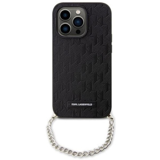 Karl Lagerfeld KLHCP14LSACKLHPK iPhone 14 Pro 6,1" černo/černé pevné pouzdro Saffiano Monogram Chain