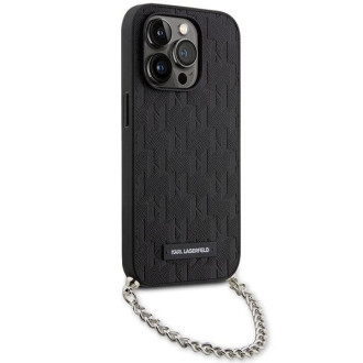 Karl Lagerfeld KLHCP14LSACKLHPK iPhone 14 Pro 6,1" černo/černé pevné pouzdro Saffiano Monogram Chain