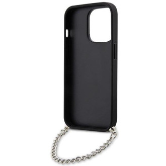 Karl Lagerfeld KLHCP14LSACKLHPK iPhone 14 Pro 6,1" černo/černé pevné pouzdro Saffiano Monogram Chain