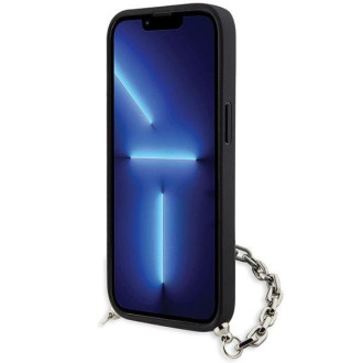 Karl Lagerfeld KLHCP14SSACKLHPG iPhone 14 6,1" stříbrný/stříbrný pevný obal Saffiano Monogram Chain