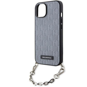 Karl Lagerfeld KLHCP14SSACKLHPG iPhone 14 6,1" stříbrný/stříbrný pevný obal Saffiano Monogram Chain