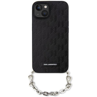 Karl Lagerfeld KLHCP14SSACKLHPK iPhone 14 6,1&quot; černo/černé pevné pouzdro Saffiano Monogram Chain