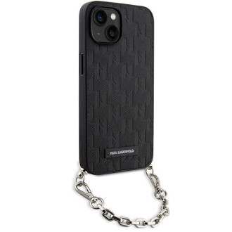 Karl Lagerfeld KLHCP14SSACKLHPK iPhone 14 6,1&quot; černo/černé pevné pouzdro Saffiano Monogram Chain