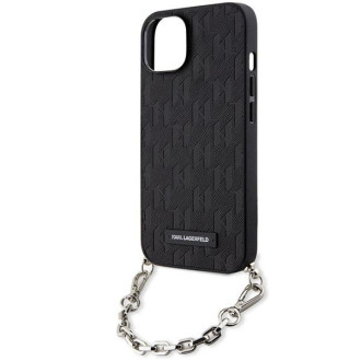 Karl Lagerfeld KLHCP14SSACKLHPK iPhone 14 6,1&quot; černo/černé pevné pouzdro Saffiano Monogram Chain
