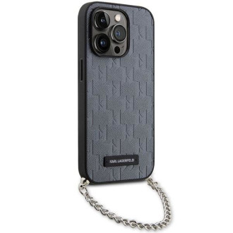 Karl Lagerfeld KLHCP14XSACKLHPG iPhone 14 Pro Max 6,7&quot; stříbrný/stříbrný pevný obal Saffiano Monogram Chain