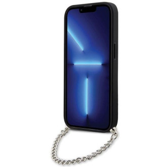 Karl Lagerfeld KLHCP14XSACKLHPG iPhone 14 Pro Max 6,7&quot; stříbrný/stříbrný pevný obal Saffiano Monogram Chain