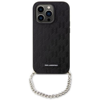 Karl Lagerfeld KLHCP14XSACKLHPK iPhone 14 Pro Max 6,7&quot; černo/černé pevné pouzdro Saffiano Monogram Chain