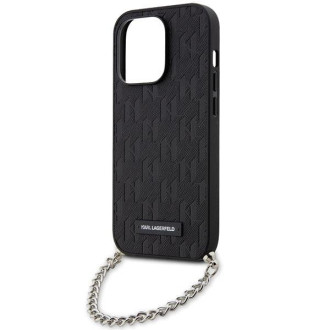 Karl Lagerfeld KLHCP14XSACKLHPK iPhone 14 Pro Max 6,7&quot; černo/černé pevné pouzdro Saffiano Monogram Chain