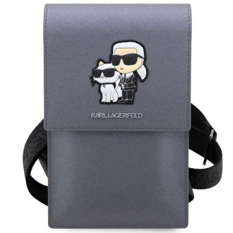 Karl Lagerfeld Kabelka KLWBSAKCPMG stříbrná/stříbrná Saffiano Karl &amp; Choupette