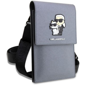 Karl Lagerfeld Kabelka KLWBSAKCPMG stříbrná/stříbrná Saffiano Karl &amp; Choupette