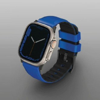 Uniq Řemínek Linus Apple Watch Series 1/2/3/4/5/6/7/8/SE/SE2/Ultra 42/44/45/49 mm Airosoft silikonová modrá/závodní modrá