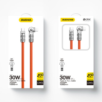 Lomený kabel USB-C - Lightning 30W 1m rotace 180° Dudao - oranžový