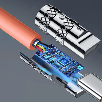 Lomený kabel USB - USB C 120W 1m rotace 180° Dudao - oranžový