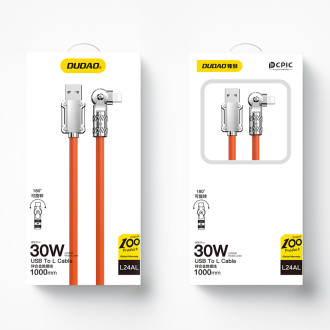 Dudao 30W USB to Lightning nabíjecí kabel 180° Rotace 1m