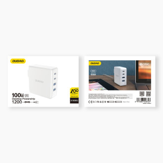 GaN 100W 2 x USB-C / 2 x USB rychlá nabíječka Dudao A100EU - bílá