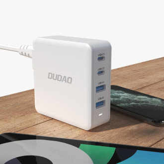 GaN 100W 2 x USB-C / 2 x USB rychlá nabíječka Dudao A100EU - bílá