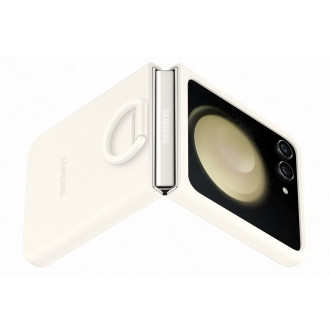 Silikonové pouzdro s držákem pro Samsung Galaxy Z Flip 5 - krémové