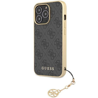 Guess GUHCP14LGF4GGR iPhone 14 Pro 6,1&quot; šedý/šedý pevný obal 4G Charms Collection