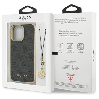 Guess GUHCP14LGF4GGR iPhone 14 Pro 6,1&quot; šedý/šedý pevný obal 4G Charms Collection