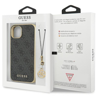Guess GUHCP14SGF4GGR iPhone 14 6,1&quot; šedý/šedý pevný obal 4G Charms Collection