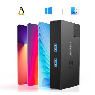 Přepínač USB 3.0 obousměrný přepínač Ugreen CM618 - černý