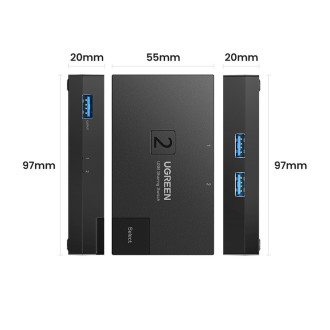Přepínač USB 3.0 obousměrný přepínač Ugreen CM618 - černý
