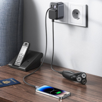 Nástěnná nabíječka 30W (2xUSB/USB C/AC) / UK - EU adaptér 13A Ugreen CD314 - černá