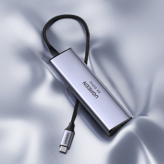 Multifunkční HUB 5v1 USB-C - HDMI 1.4 / 3 x USB-A / USB-C PD 100W Ugreen CM511 - šedý