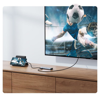 Multifunkční HUB 5v1 USB-C - HDMI 1.4 / 3 x USB-A / USB-C PD 100W Ugreen CM511 - šedý