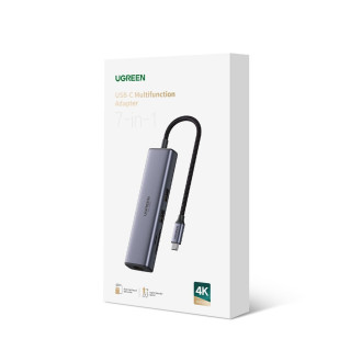 Multifunkční HUB 5v1 USB-C - HDMI 1.4 / 3 x USB-A / USB-C PD 100W Ugreen CM511 - šedý