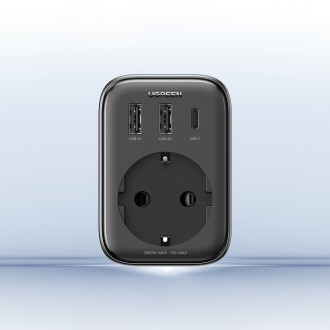 Nástěnná nabíječka 30W (2xUSB/USB C/AC) / adaptér EU - EU 13A Ugreen CD314 - černá