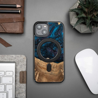 Dřevo a pryskyřice pouzdro pro iPhone 14 MagSafe Bewood Unique Neptune – námořnická a černá