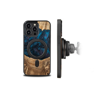Dřevo a pryskyřice pouzdro pro iPhone 14 Pro Max MagSafe Bewood Unique Neptune – tmavě černá