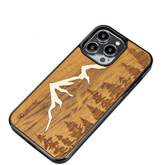 Dřevěné pouzdro pro iPhone 14 Pro Max Bewood Imbuia Mountains
