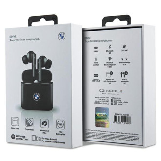 BMW Bluetooth sluchátka BMWSES20AMK TWS + dokovací stanice černá/černá Signature