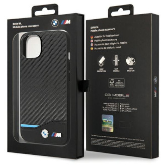 Pouzdro BMW BMHCP13M22NBCK iPhone 13 6.1&quot; černá/černá Leather Carbon