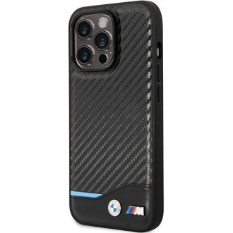 Pouzdro BMW BMHCP13X22NBCK iPhone 13 Pro Max 6,7&quot; černo/černé pevné pouzdro Leather Carbon