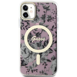 Guess GUHMN61HCFWSP iPhone 11 / Xr 6,1" růžové/růžové pevné pouzdro Flower MagSafe