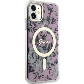Guess GUHMN61HCFWSP iPhone 11 / Xr 6,1" růžové/růžové pevné pouzdro Flower MagSafe